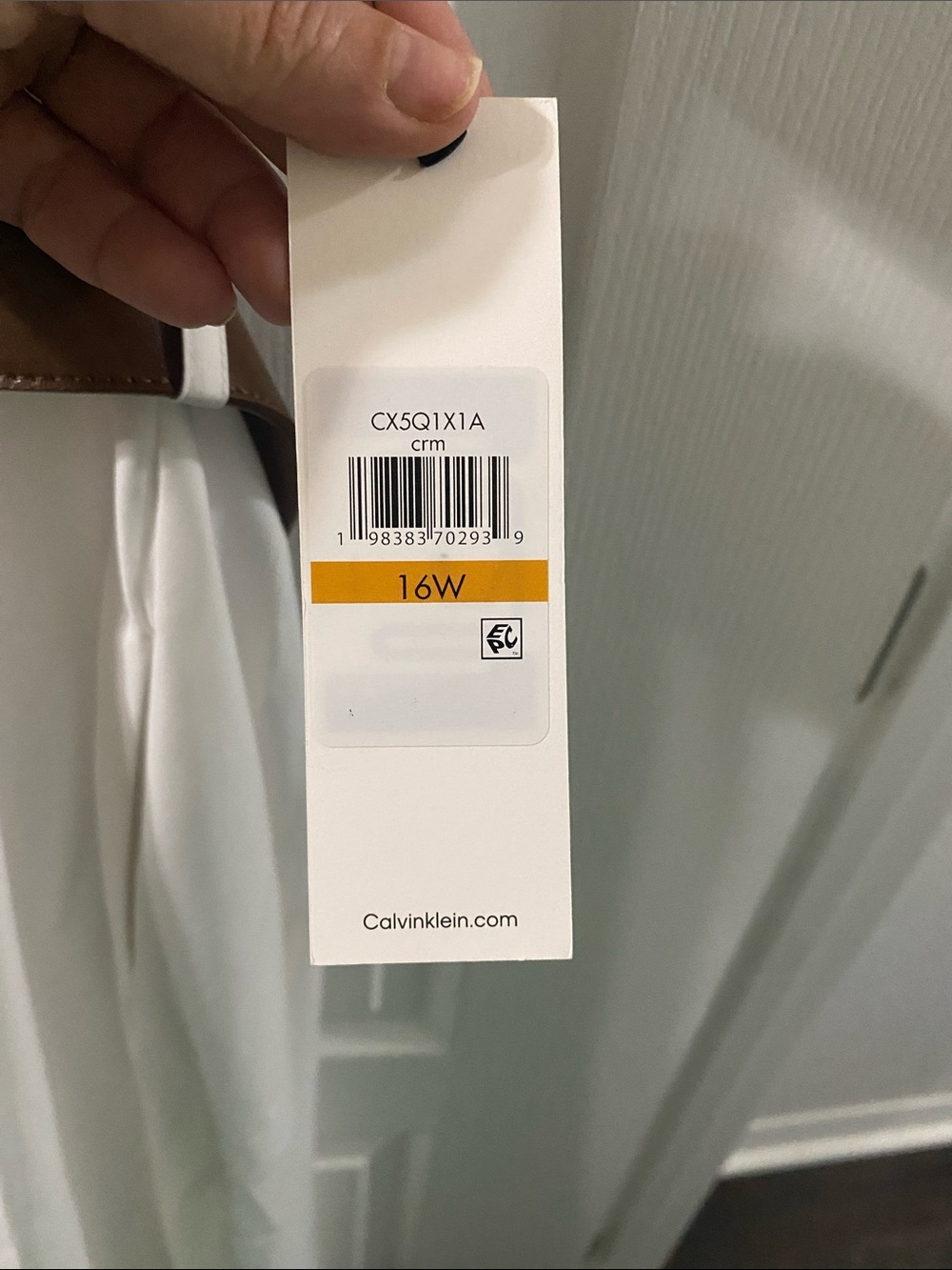Calvin Klein White Midi Dress with Brown Belt - Picture 5 of 7